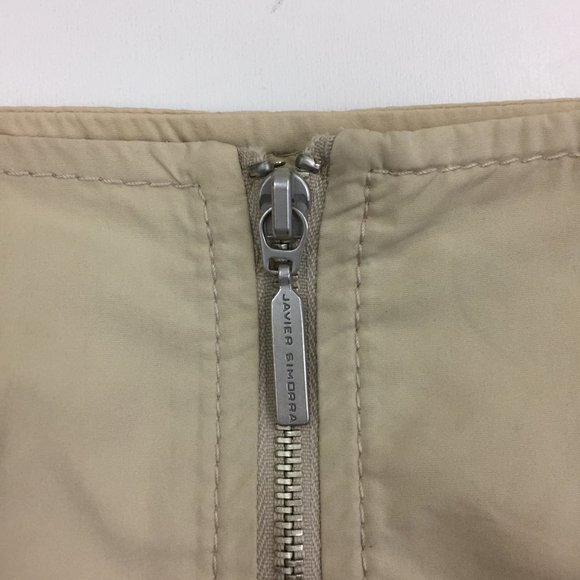 NWT JAVIER SIMORRA Beige/Sand Adj Drawstring  Exposed Zipper Front Lined Skirt - Picture 6 of 13